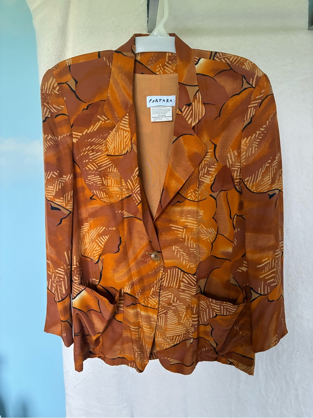 Women's Rust Patterned Single-Button Blazer